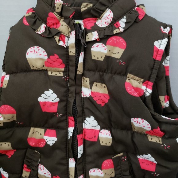 Crazy 8 Vest Puffer Vest Cupcake PINK & BROWN With Sprinkles ~~ TOO CUTE - Picture 5 of 7